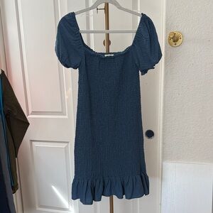 BiBi Textured Smocked Blue Top with Tag